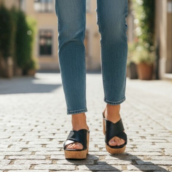Steve Madden Cork Platform Heel Sandals Womens Size 10M - Picture 5 of 10